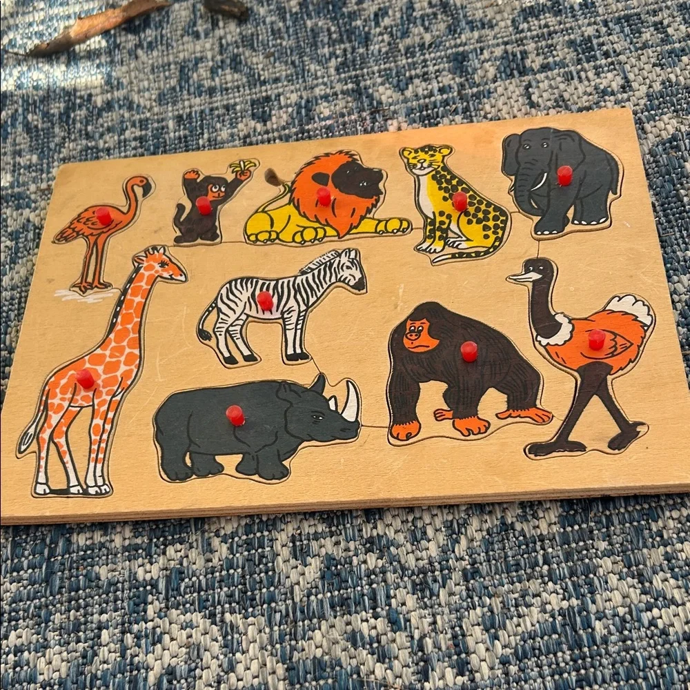 Vintage Animal Puzzle Board for Kids